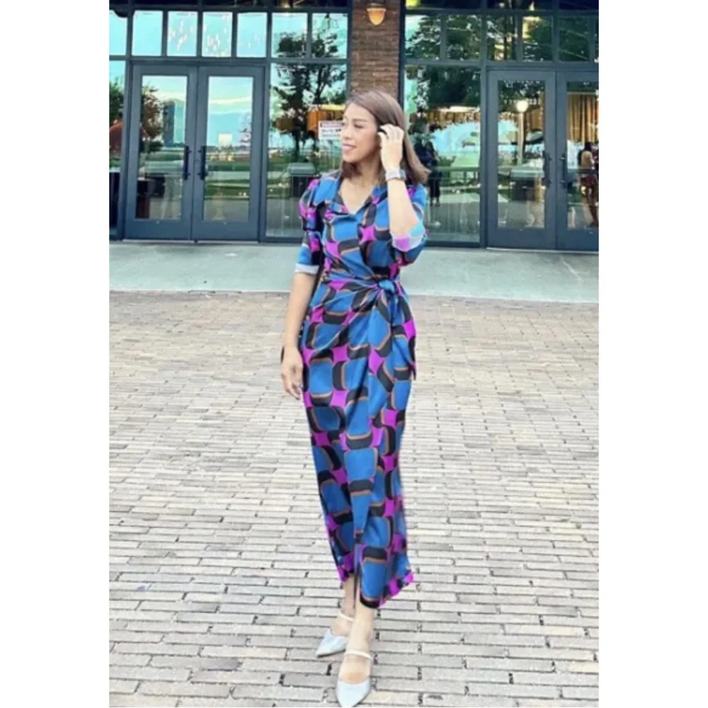 Zara Printed Wrap Midi Dress - Picture 6 of 14
